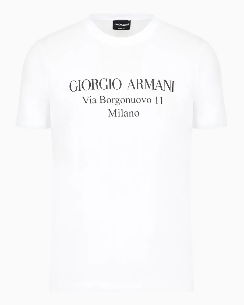 Giorgio Armani T-Shirt mit Rundhalsausschnitt der Borgonuovo 11-Reihe aus Pima-Baumwolljersey Weiß