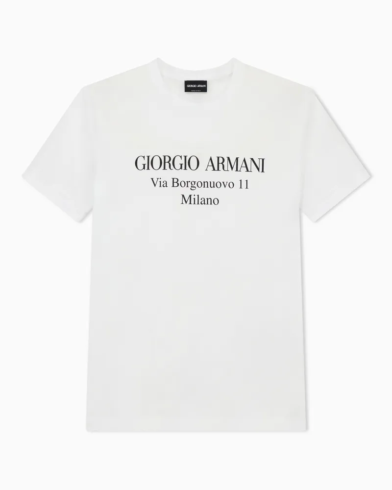 Giorgio Armani T-Shirt mit Rundhalsausschnitt der Borgonuovo 11-Reihe aus Pima-Baumwolljersey Weiß