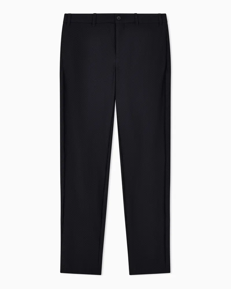 Giorgio Armani Flatfront-Hose aus geprägtem Funktionsstoff Schwarz
