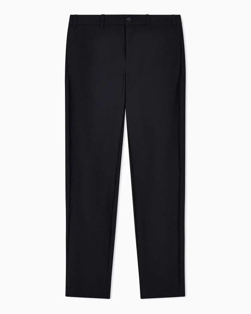 Giorgio Armani Flatfront-Hose aus geprägtem Funktionsstoff Schwarz