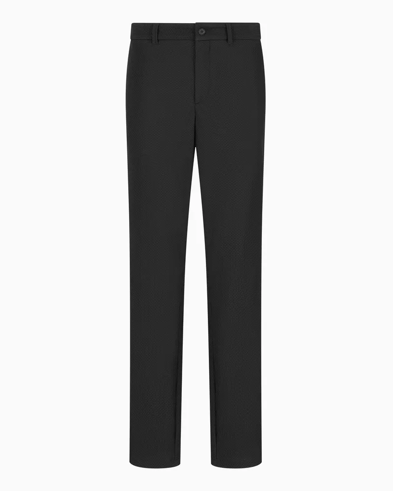 Giorgio Armani Flatfront-Hose aus geprägtem Funktionsstoff Schwarz