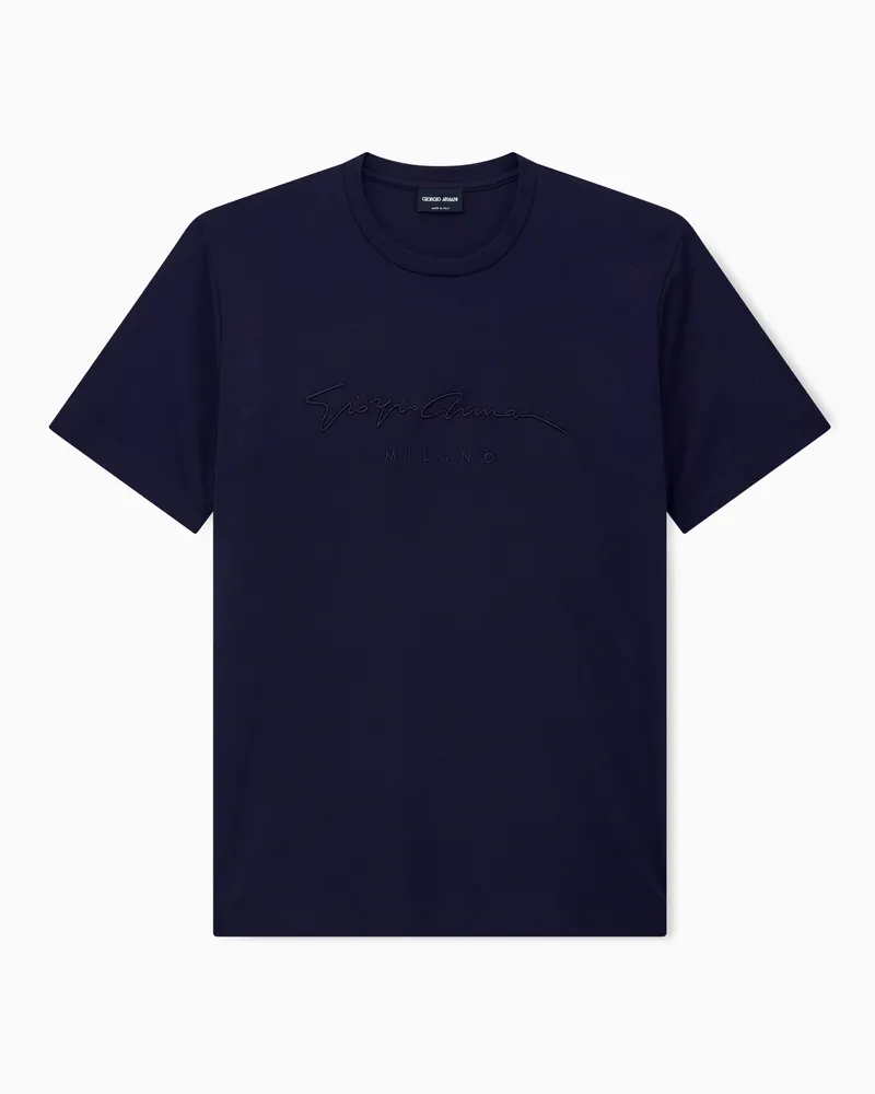 Giorgio Armani T-Shirt aus Interlock-Baumwolle mit Rundhalsausschnitt Violett