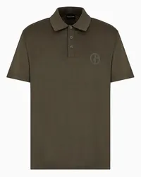 Giorgio Armani Kurzärmliges Poloshirt Aus Baumwoll-interlock Grün