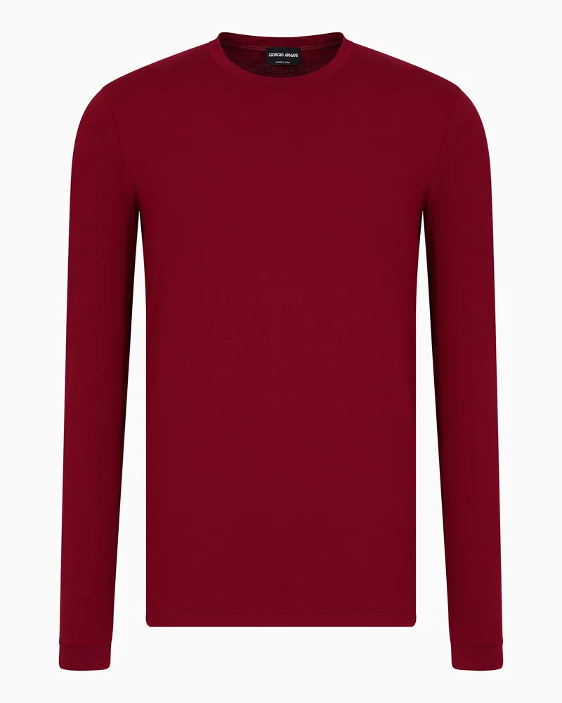 Giorgio Armani Pullover mit Rundhalsausschnitt und langen Ärmeln aus Viskosejersey mit Stretchanteil Rot