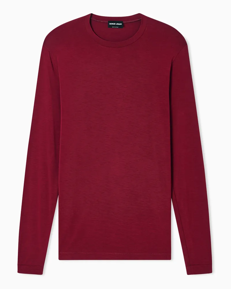 Giorgio Armani Pullover mit Rundhalsausschnitt und langen Ärmeln aus Viskosejersey mit Stretchanteil Rot