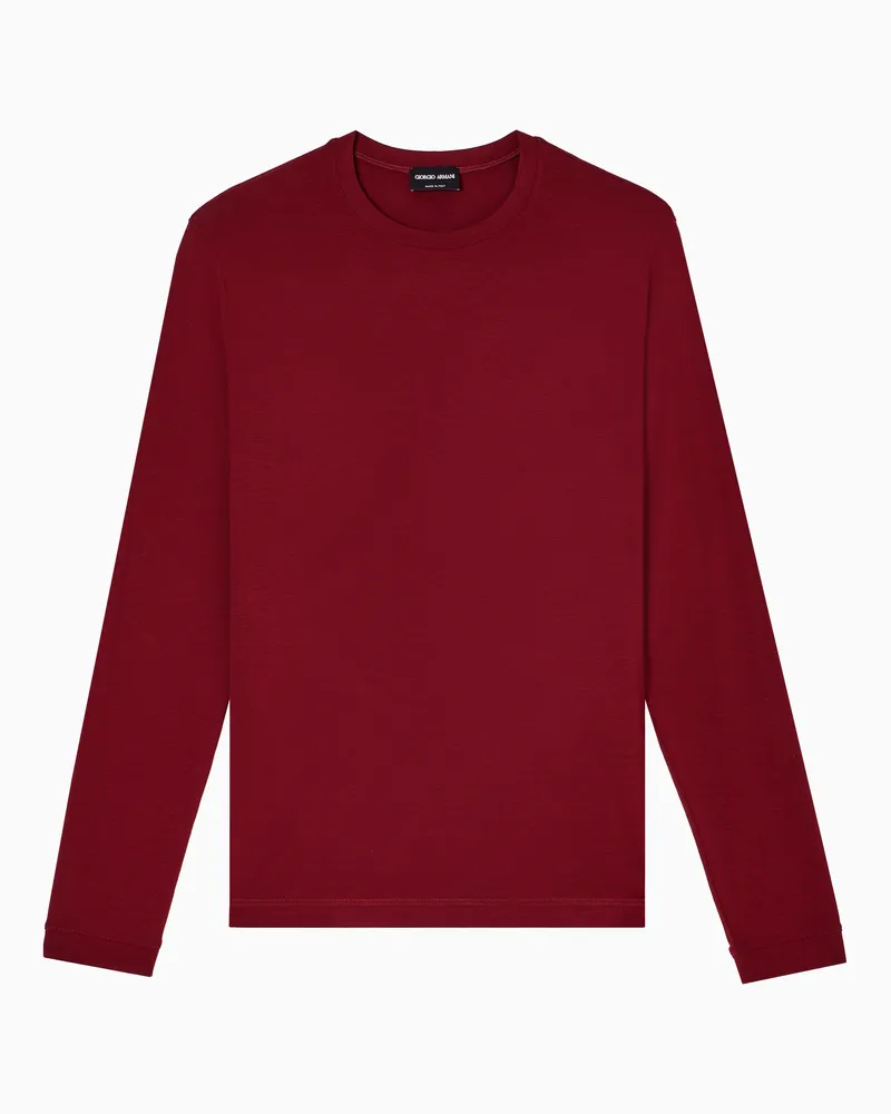 Giorgio Armani Pullover mit Rundhalsausschnitt und langen Ärmeln aus Viskosejersey mit Stretchanteil Rot