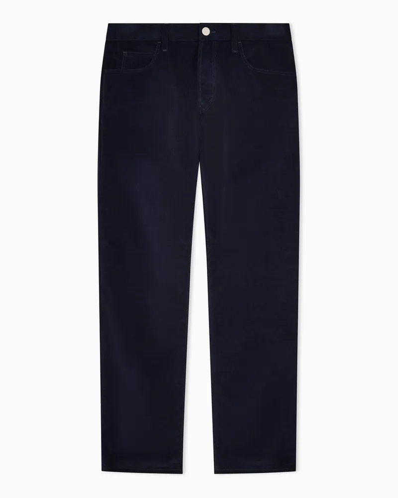 Giorgio Armani Regular Fit Five-Pocket-Hose aus Baumwolle und Kaschmir Marineblau