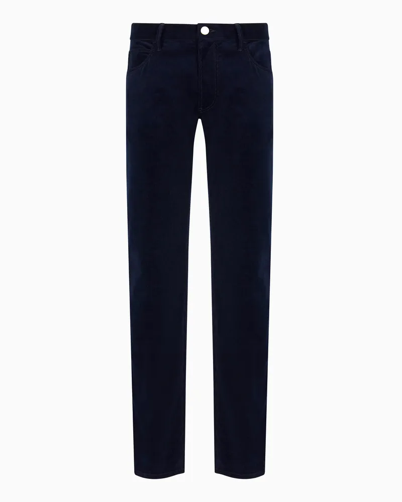 Giorgio Armani Regular Fit Five-Pocket-Hose aus Baumwolle und Kaschmir Marineblau