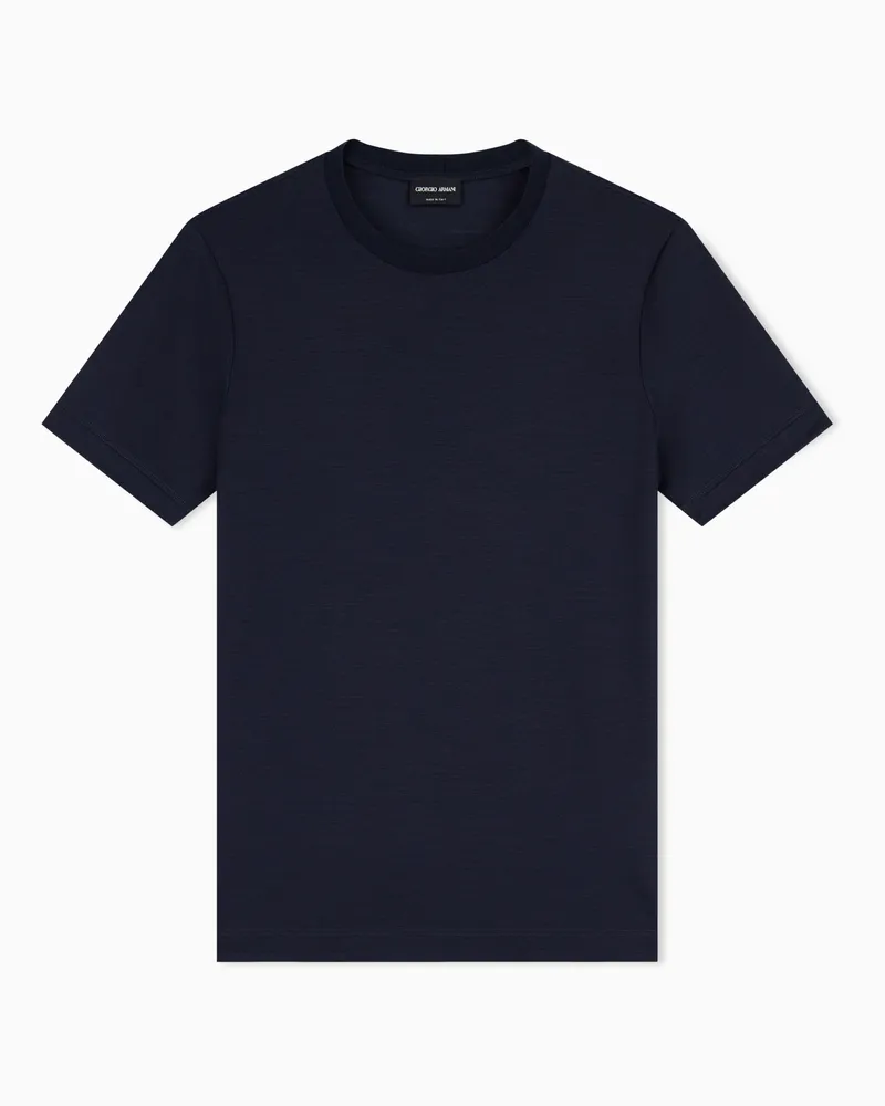 Giorgio Armani T-Shirt aus einem Seiden- und Baumwollgemisch Blau