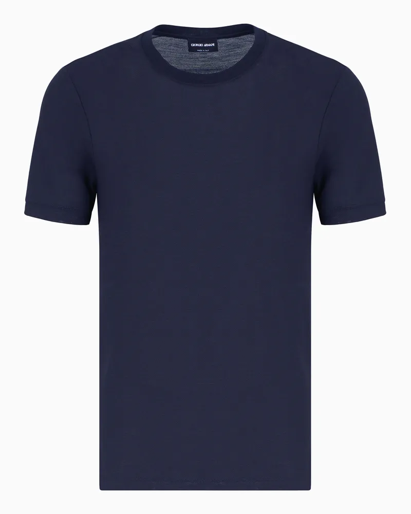 Giorgio Armani T-Shirt aus einem Seiden- und Baumwollgemisch Blau