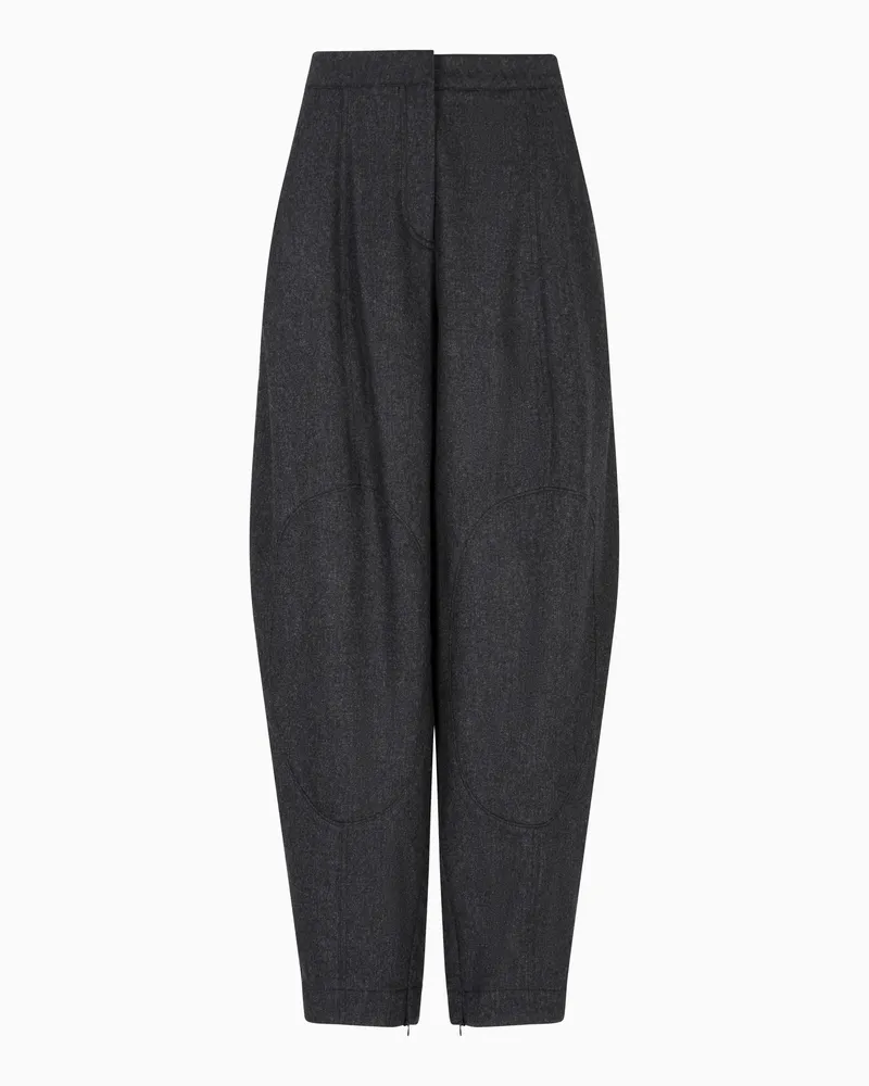 Giorgio Armani Weite Flanell-Hose aus Wolle und Kaschmir Grau