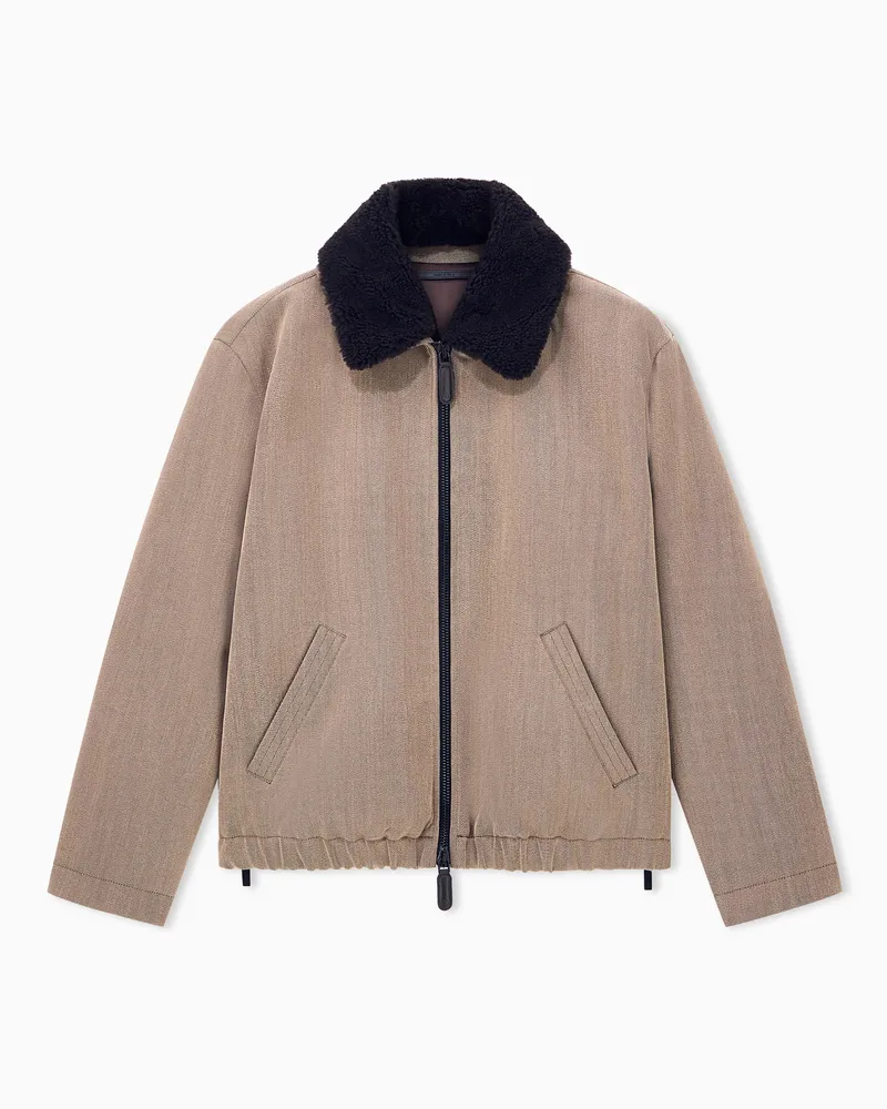 Giorgio Armani Strukturierter Blouson aus Schurwolle mit Reißverschluss Braun