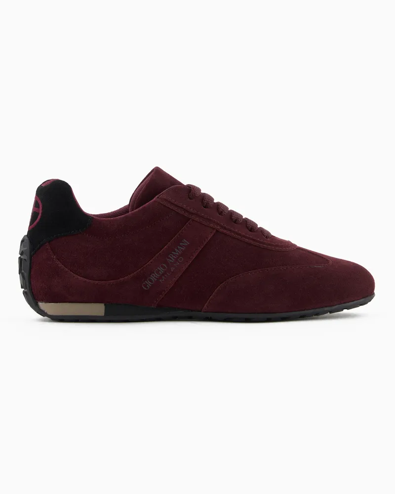 Giorgio Armani Sneaker aus Veloursleder Burgunderrot