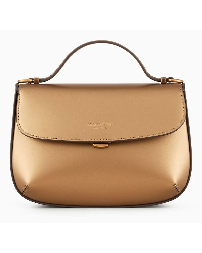 Giorgio Armani La Prima Kleine Handtasche Aus Laminiertem Leder Gold