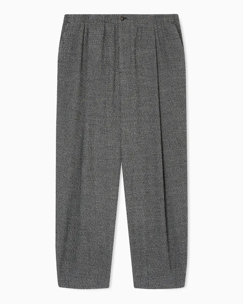 Giorgio Armani Hose mit einfacher Bügelfalte aus Seiden-Baumwoll-Mischung mit Punkte-Muster Grau