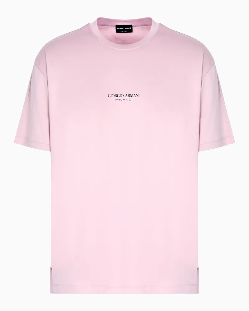 Giorgio Armani T-Shirt mit Rundhalsausschnitt aus Baumwoll-Interlock Pink