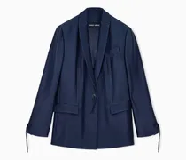 Blazer aus Viskose und Wolle mit 3‑D Effekt und Hornknöpfen
