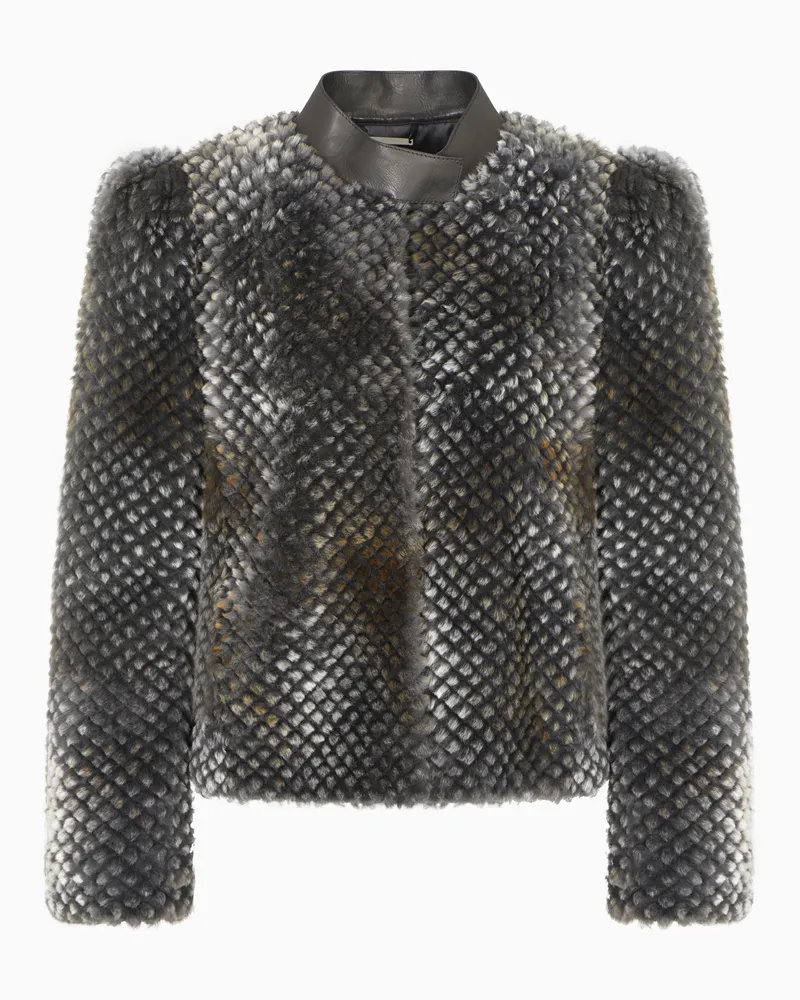 Giorgio Armani Kurze Jacke aus Shearling-Schaffell Grau