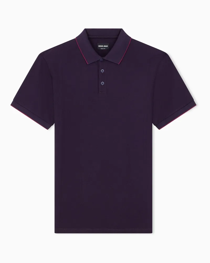 Giorgio Armani Regular Fit Poloshirt aus Baumwollpiqué Violett