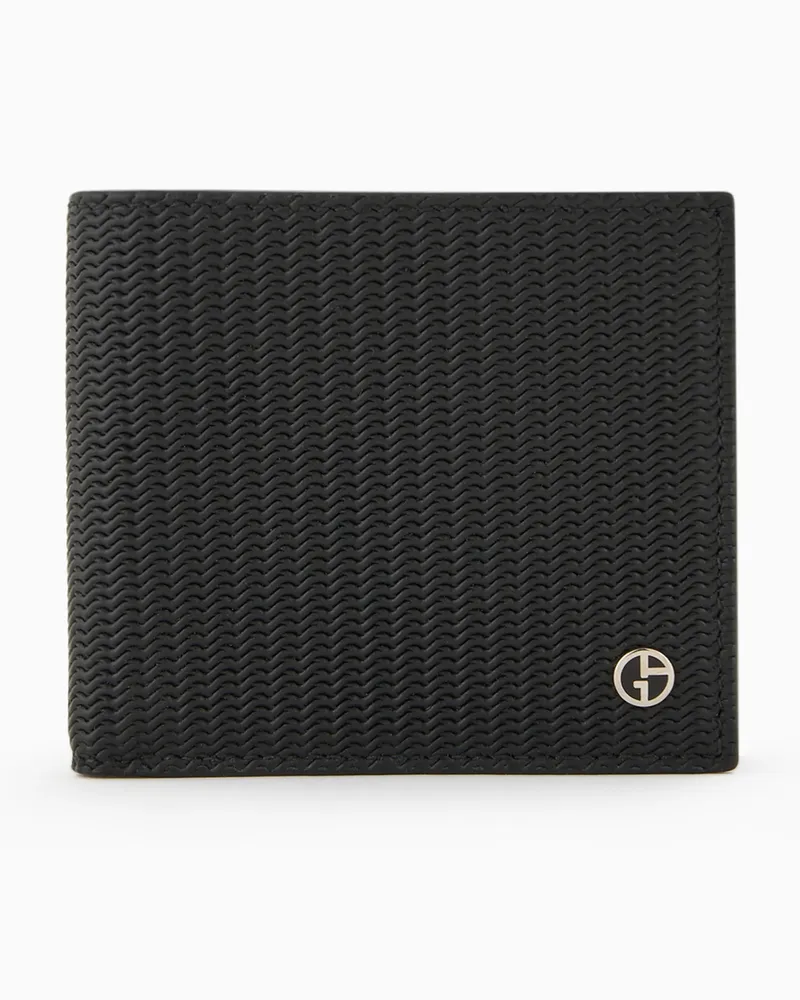 Giorgio Armani Bifold-Portemonnaie aus bedrucktem Leder Schwarz