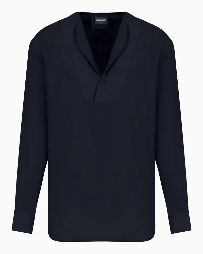 Giorgio Armani Hemd aus luxuriösem Baumwoll-Twill Schwarz