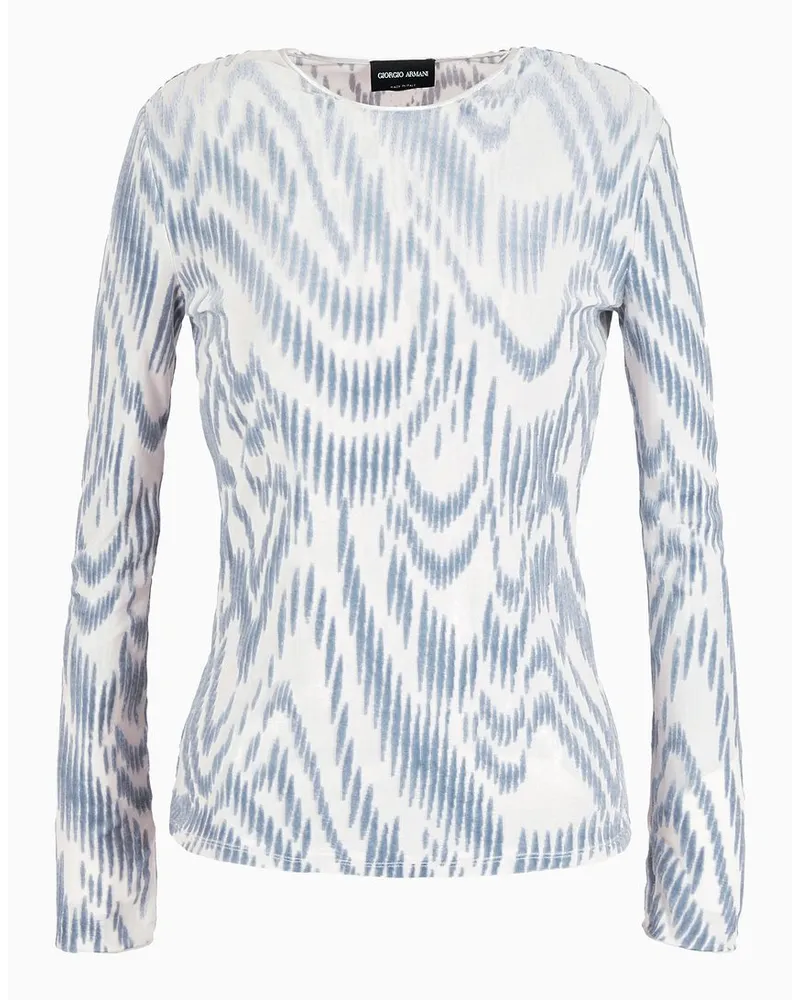 Giorgio Armani Pullover mit Rundhalsausschnitt Aus Jacquard-jersey Blau