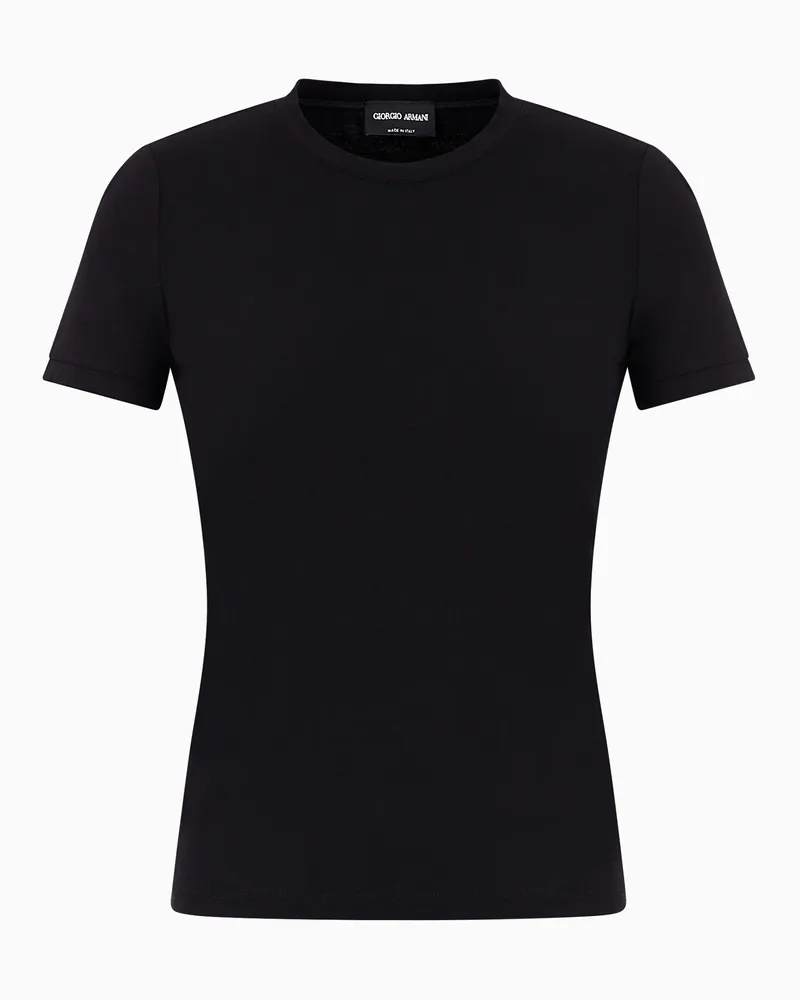 Giorgio Armani T-Shirt aus Stretch-Viskose-Jersey Schwarz