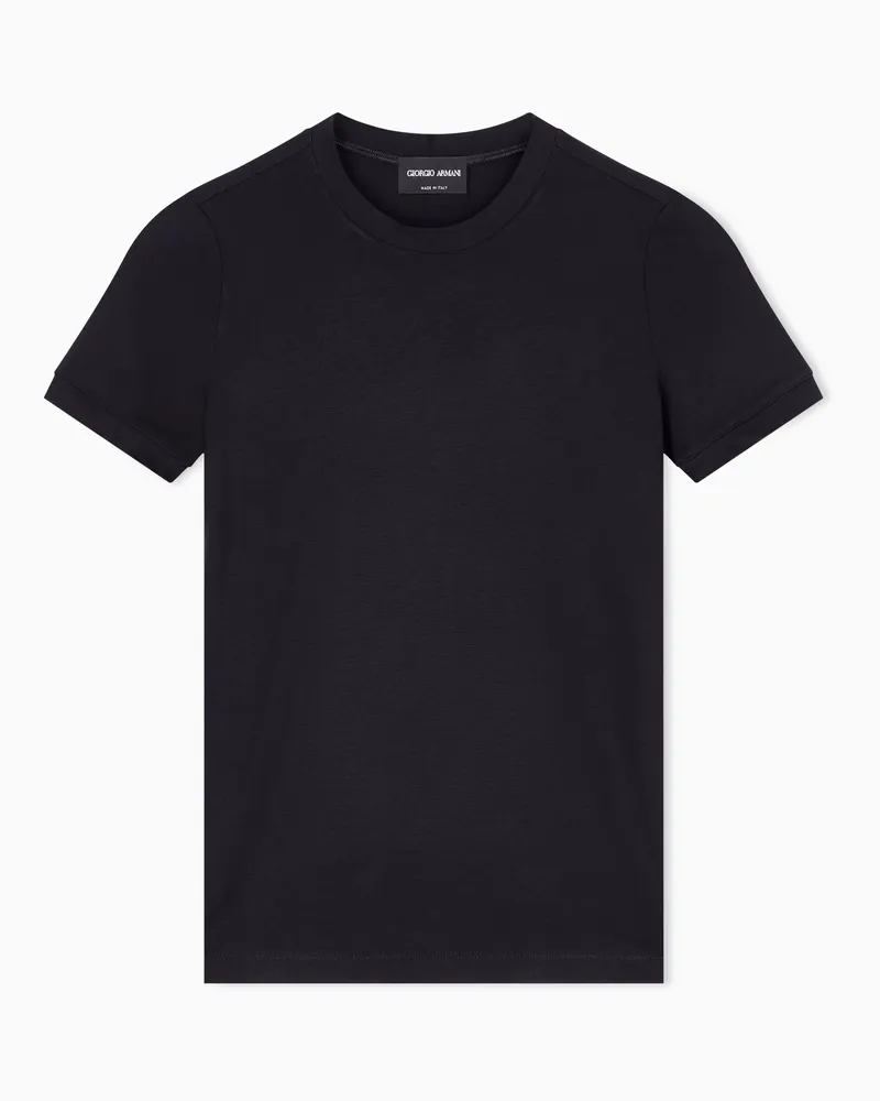 Giorgio Armani T-Shirt aus Stretch-Viskose-Jersey Schwarz