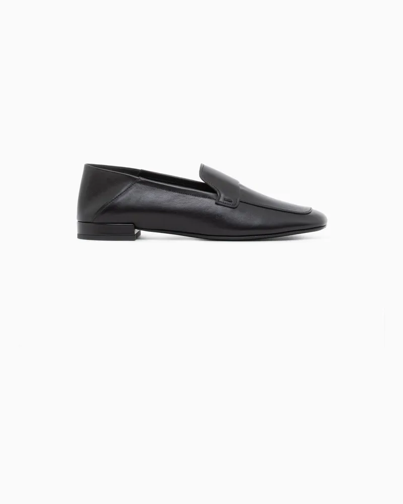 Giorgio Armani Loafer aus Glattleder mit eckiger Kappe und Ledersohle Schwarz