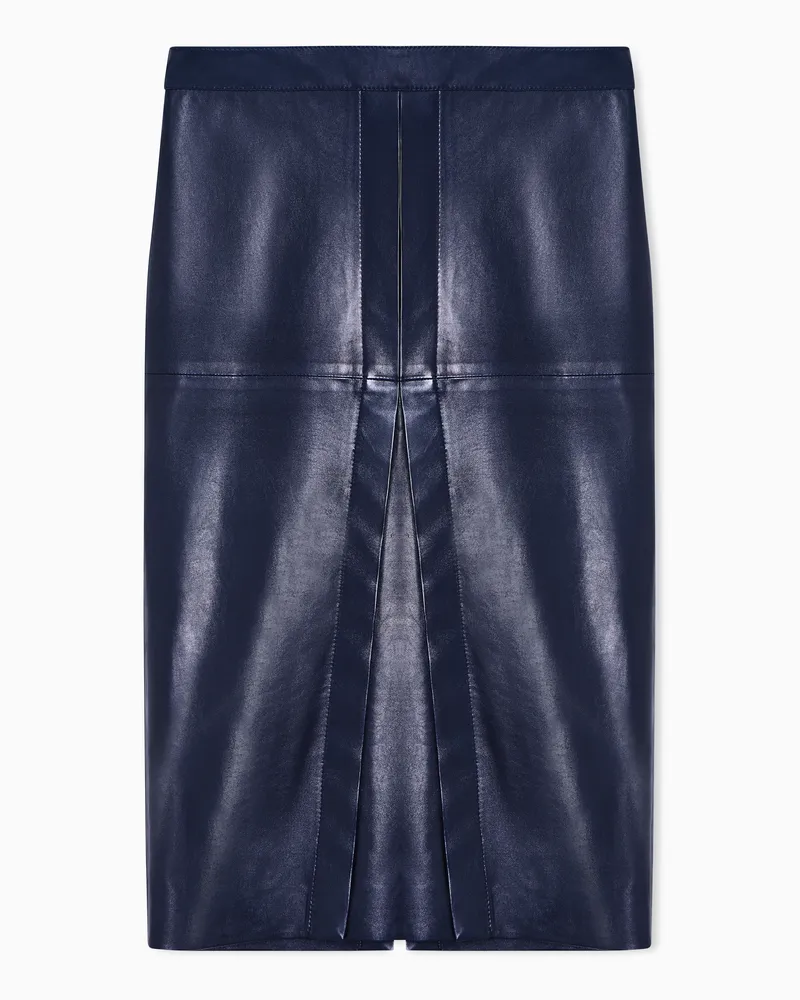 Giorgio Armani Bleistiftrock aus Lammnappaleder Blau