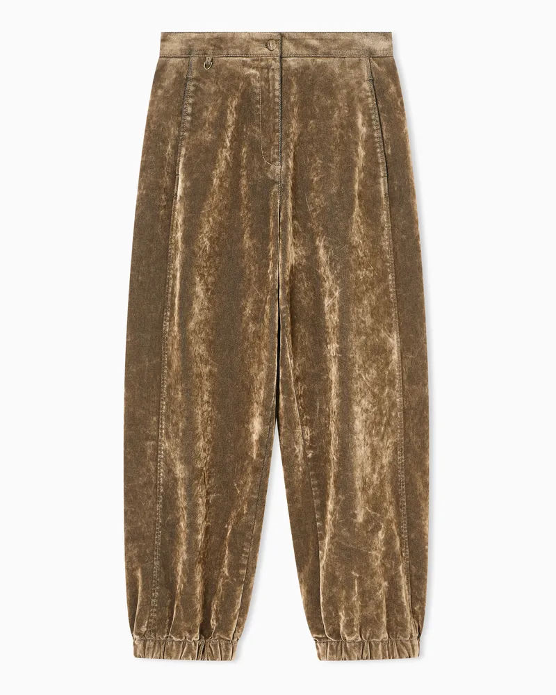 Giorgio Armani Weite Hose aus Samt Beige