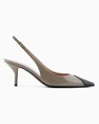 Giorgio Armani Slingbacks Aus Leder Taupe