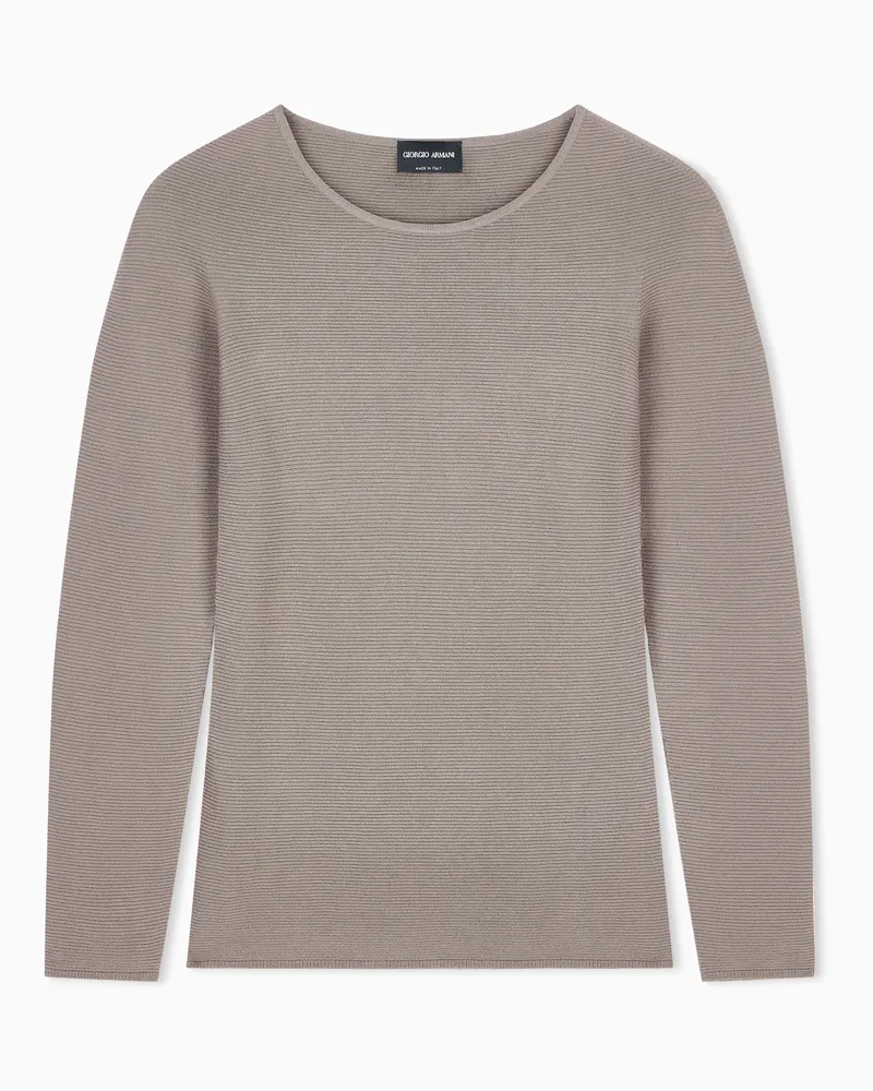 Giorgio Armani Pullover aus Viskose mit Rundhalsausschnitt Essential Beige