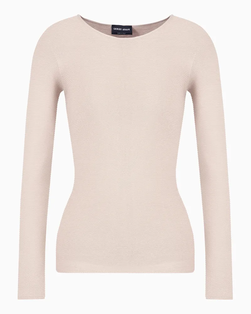 Giorgio Armani Pullover mit langen Ärmeln aus Viskose in Links-Verarbeitung Beige