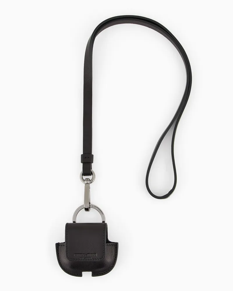 Giorgio Armani AirPods-Halter aus Leder mit Schultergurt Schwarz