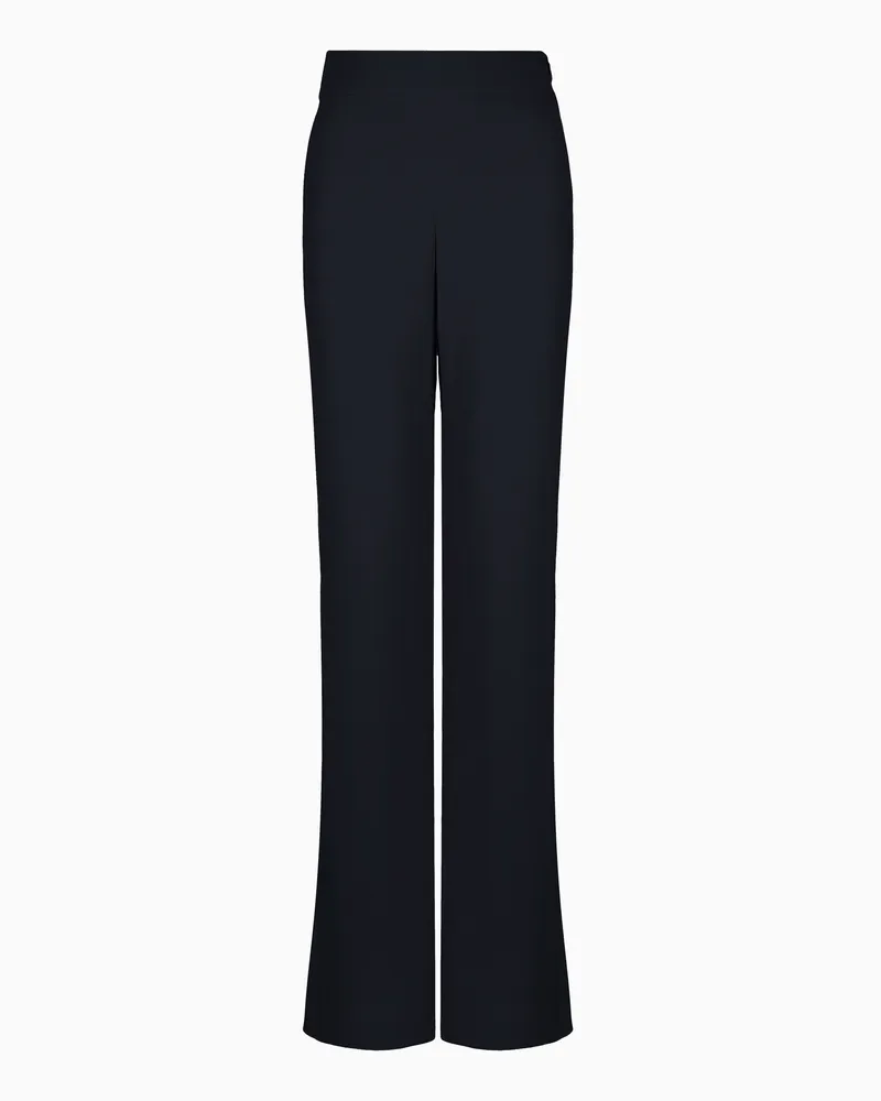 Giorgio Armani Weite Hose aus Seide Marineblau