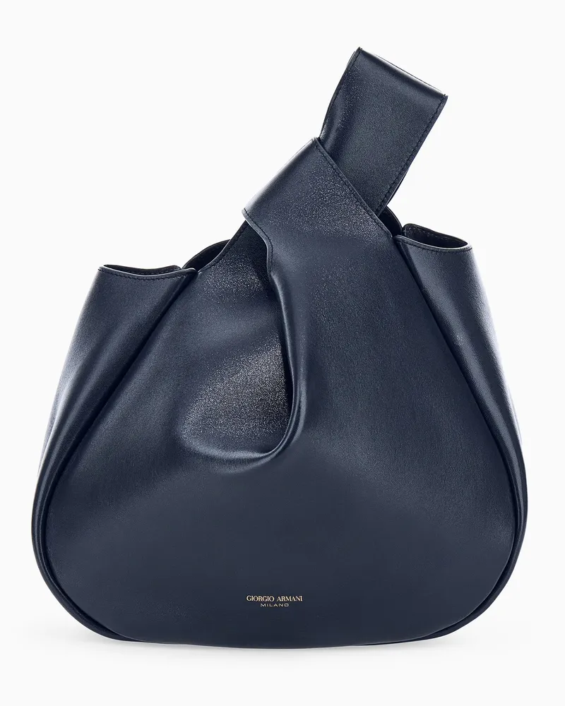 Giorgio Armani Handtasche aus glattem Nappaleder mit integriertem Griff Grau