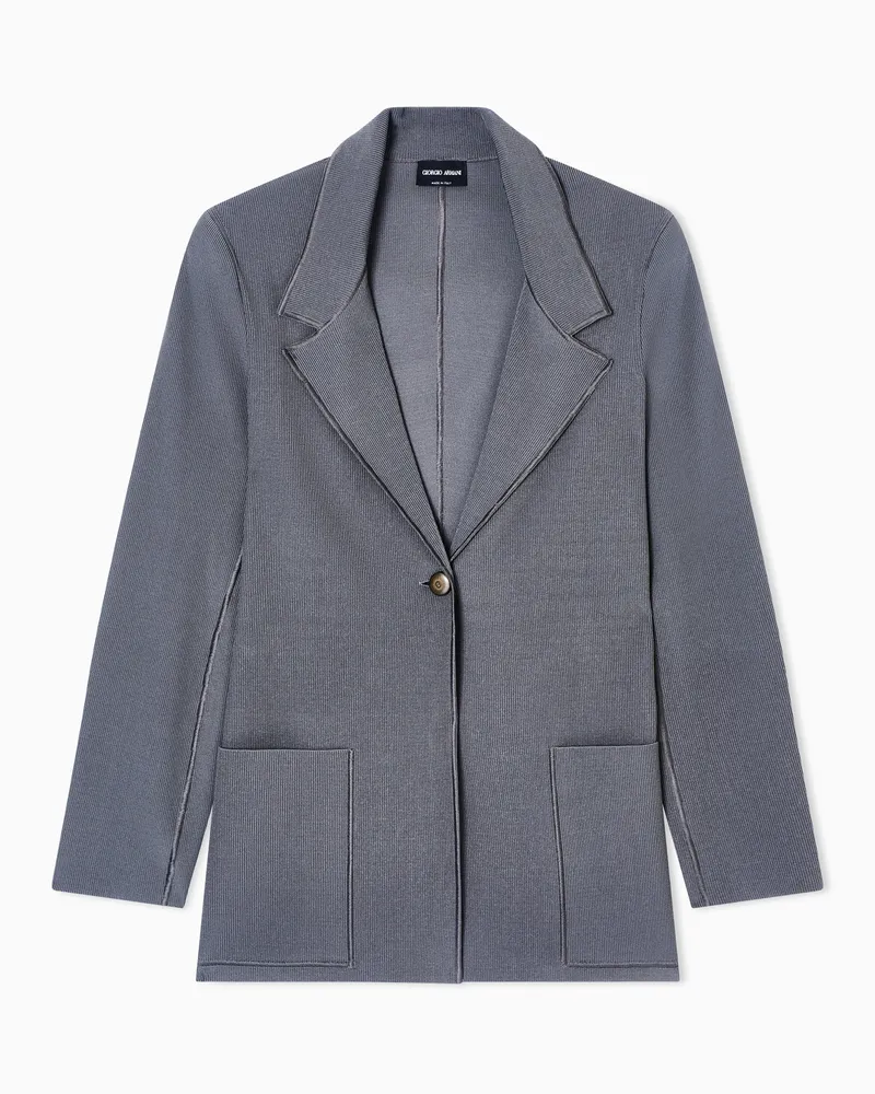 Giorgio Armani ASV Einreihiges Sakko aus gestrickter Viskosemischung Grau