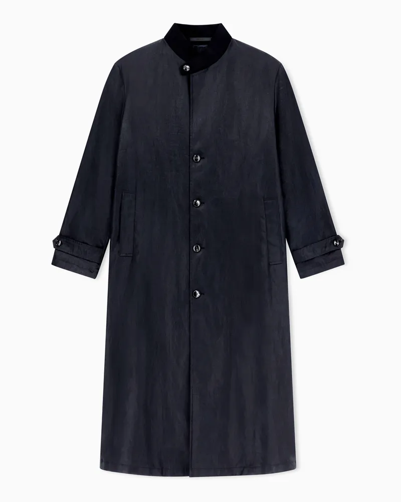 Giorgio Armani Mantel aus Leinen-Canvas Schwarz