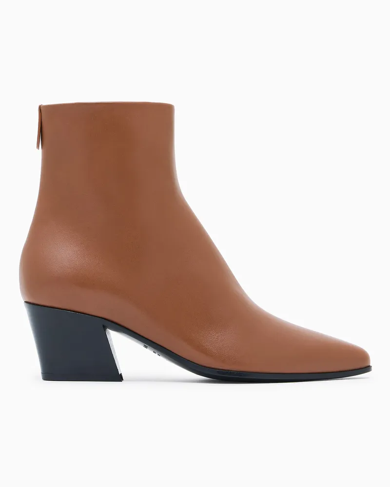 Giorgio Armani Stiefeletten mit Absatz aus glattem Leder Braun