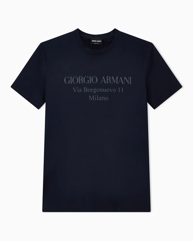 Giorgio Armani T-Shirt mit Rundhalsausschnitt der Borgonuovo 11-Reihe aus Pima-Baumwolljersey Marineblau