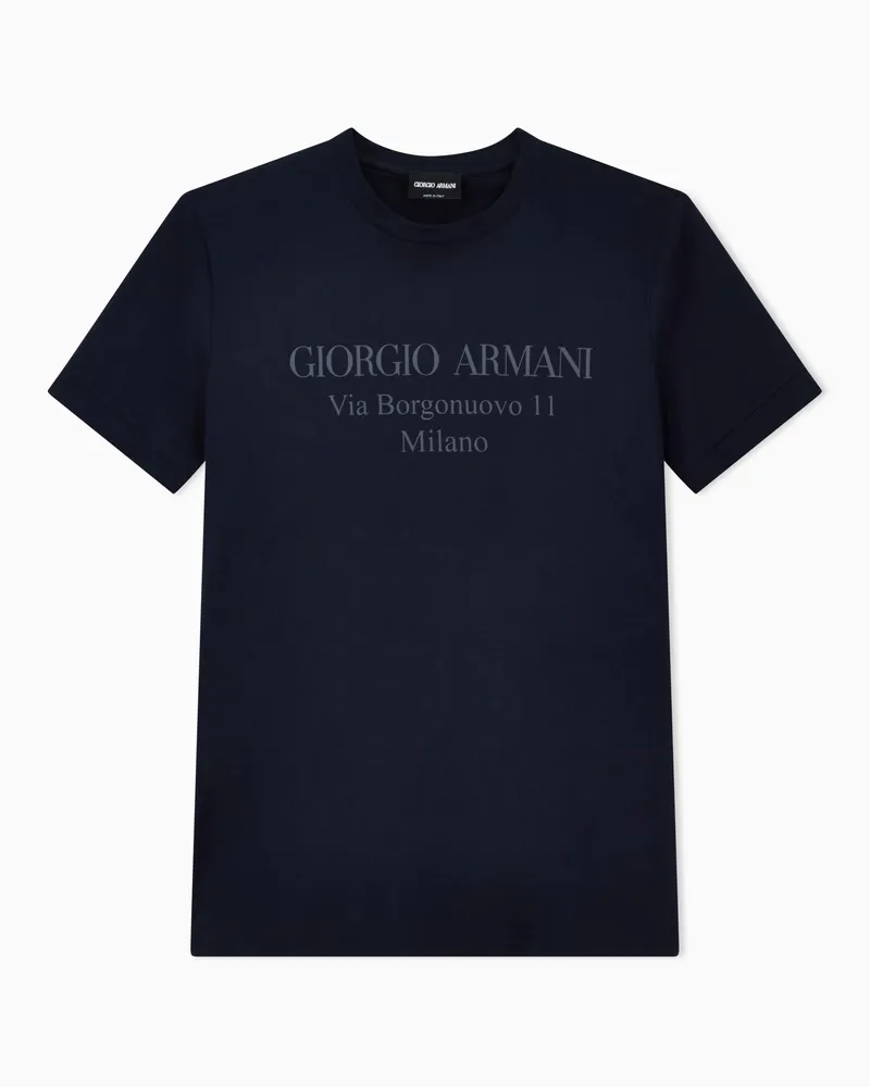 Giorgio Armani T-Shirt mit Rundhalsausschnitt der Borgonuovo 11-Reihe aus Pima-Baumwolljersey Marineblau