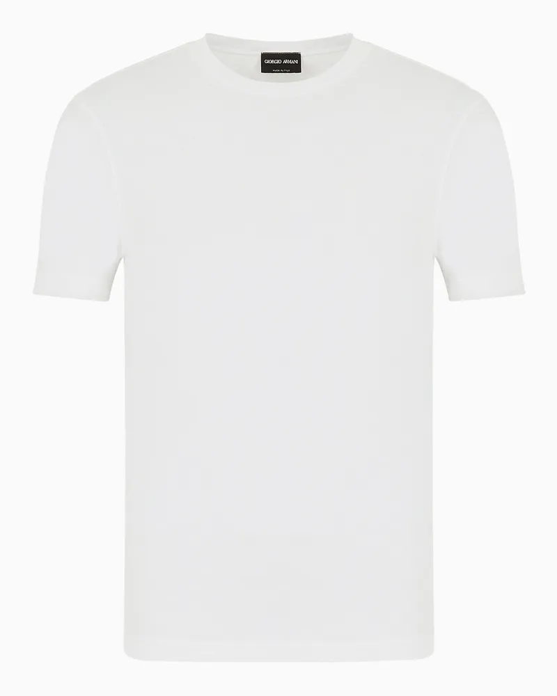 Giorgio Armani T-Shirt mit Rundhalsausschnitt Icon aus Viskosejersey mit Stretchanteil Weiß