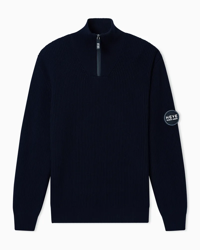 Giorgio Armani Neve Stehkragenpullover aus Wolle und Kaschmir Marineblau