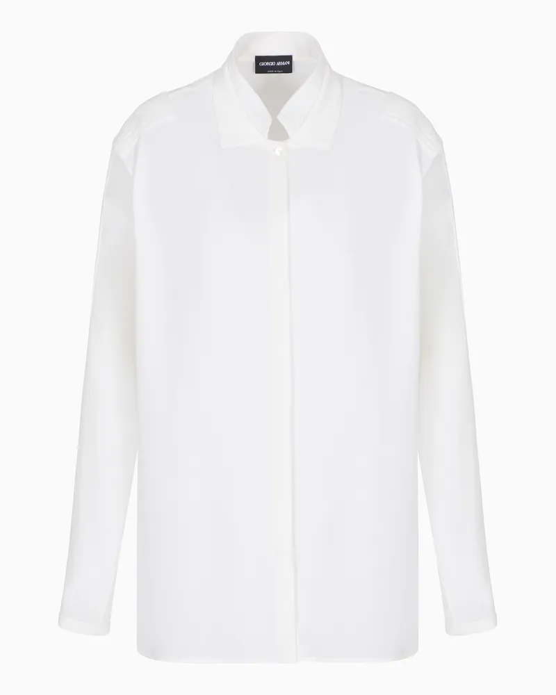 Giorgio Armani Hemd aus dreilagigem Seidengeorgette Weiß