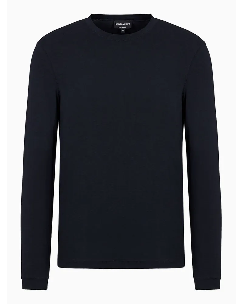 Giorgio Armani Pullover mit Rundhalsausschnitt und Langen Ärmeln Aus Viskosejersey mit Stretchanteil Marineblau