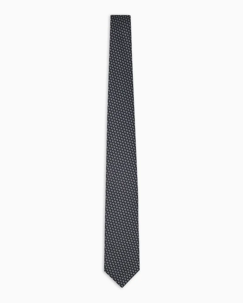 Giorgio Armani Krawatte aus Seiden-Jacquard mit geometrischem Muster Schwarz