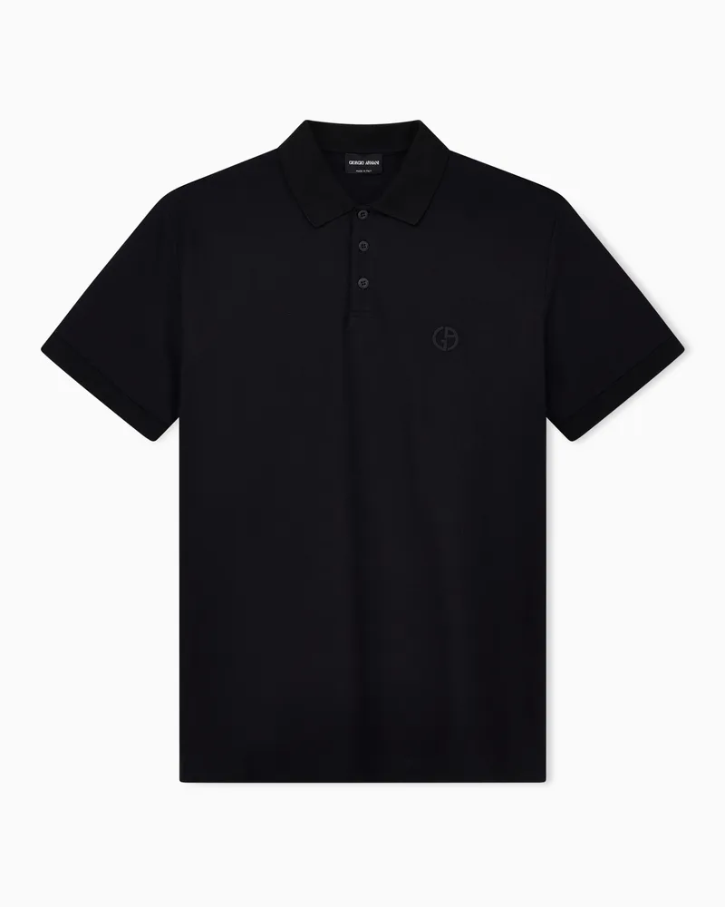 Giorgio Armani Poloshirt aus elastischem Baumwollpikee Schwarz