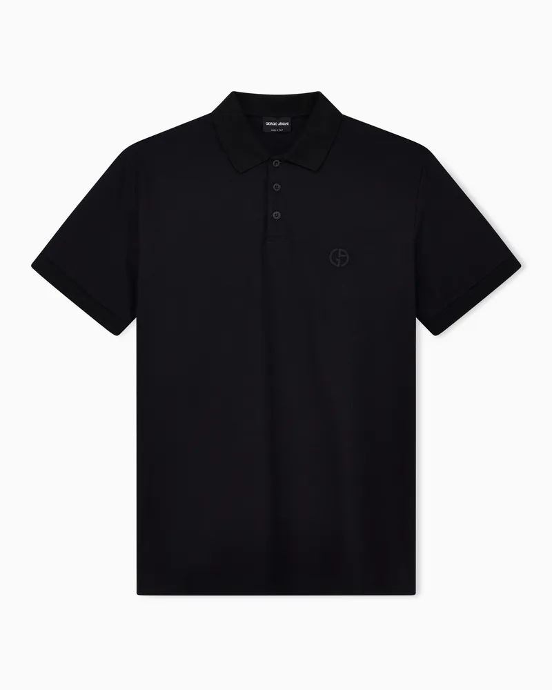 Giorgio Armani Poloshirt aus elastischem Baumwollpikee Schwarz