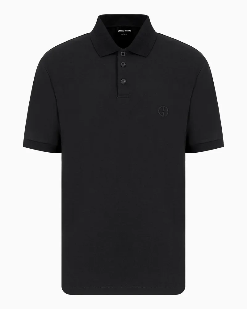 Giorgio Armani Poloshirt aus elastischem Baumwollpikee Schwarz